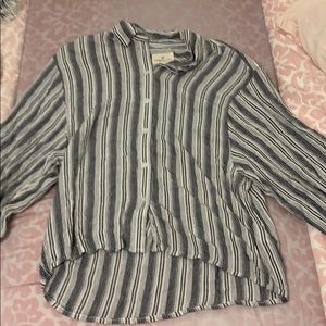 Blue and white pinstripe button up